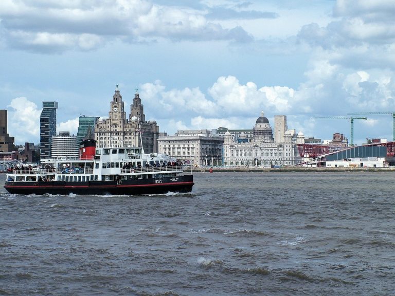 ship on River Mersey near Liverpool